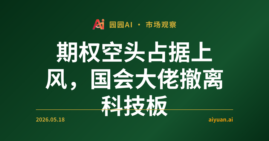 期权空头占据上风，国会大佬撤离科技板块，财富种植园 V22.1 策略如何应对市场分歧？